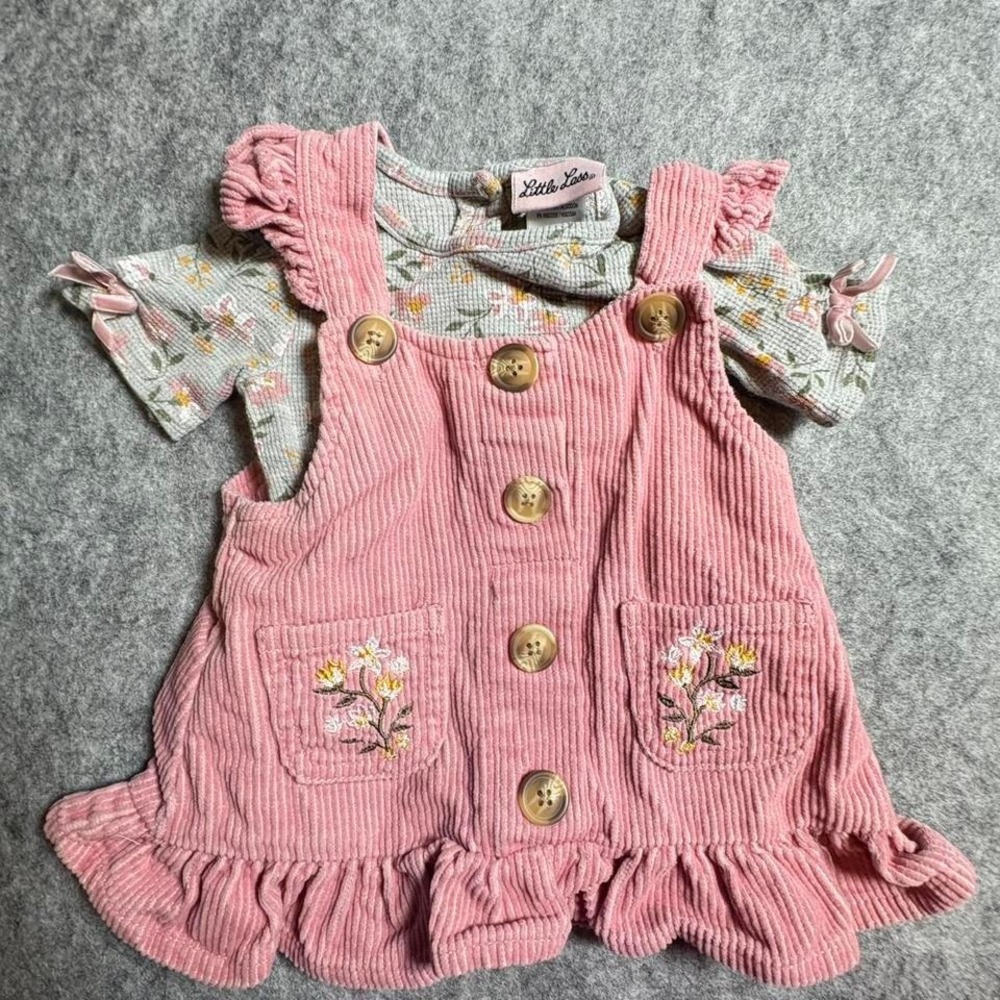 Little Lass Corduroy Dress w Shirt 6-9 Mo Pink